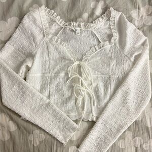 White Lace-Up Blouse